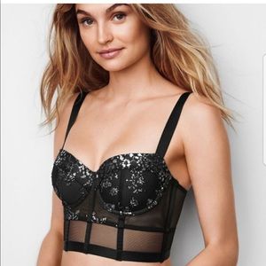 32D black silver bustier NEW